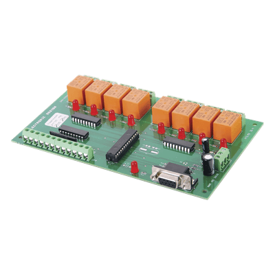 Tarjeta de Control Programable / 8 Puertas / 8 Relevadores Aislados / RS232 / 12-24 VCC y 24 VCA / 6.725 x 4.025 pulg