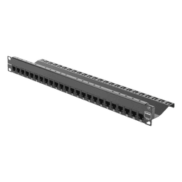Patch Panel UTP de 24 Puertos / Categoría 6 / Plano / 1UR / Precargado con Jacks Z-MAX / Acero 18 Gauge