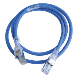 Patch Cord Cat6A S/FTP / CM/LS0H / 0.91 m (3 Pies) / Blindaje S/FTP / Botas Ultra Delgadas / UL2043 / PoE+ / Azul