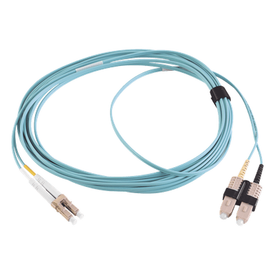 Jumper de Fibra Óptica / Multimodo 50/125 OM3 / LC-SC Duplex / OFNR / 5 m (16.40 ft) / Color Aqua