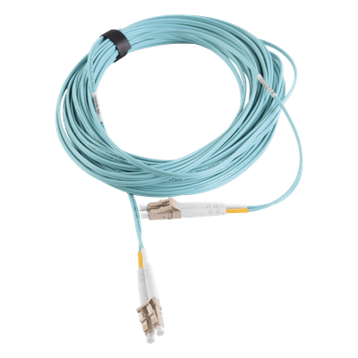 Jumper de Fibra Óptica / Multimodo OM3 50/125 µm / LC-LC Duplex / OFNR / 15 m (49.21 ft) / Aqua