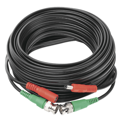 Cable Coaxial Siames / BNC RG59 + Alimentación / 10 Metros (32.81 Pies) / 100% Cobre / 4K / Interior y Exterior