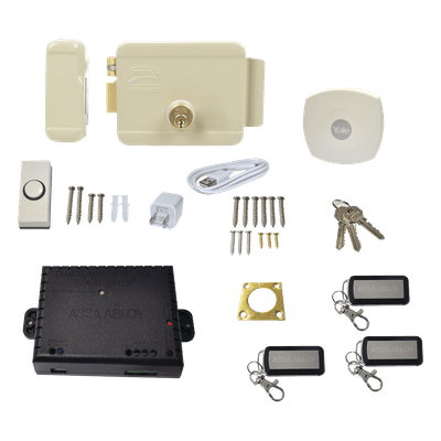 Kit Cerradura Eléctrica 321DC  Izquierda y Hub para Apertura a través de Smartphone,  Compatible con YALE CONNECT