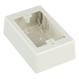 Caja de Pared Superficial / PVC Auto-extinguible / 5 x 3.26 x 1.62 in / Salidas 1/2-3/4-1 in / Blanco Mate