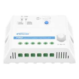 Controlador Solar PWM / 12/24 VDC Auto / 30 A Carga-Descarga / USB 5V 2A / Positivo Común / IP20