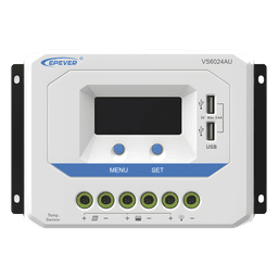 Controlador Solar PWM / 60A / 12/24V Auto / Doble USB / Pantalla LCD / VOC 50V / Tierra Positivo Común / Entrada 9V-32V