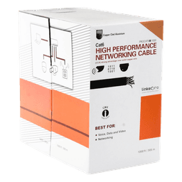 Bobina de Cable / Cat6 / 305 m (1000 pies) / CCA / Calibre 23 / 250 MHz / CMX Interior / Negro
