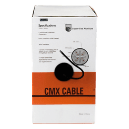 Bobina de Cable / Cat6 / 305 m (1000 pies) / CCA / Calibre 23 / 250 MHz / CMX Interior / Negro