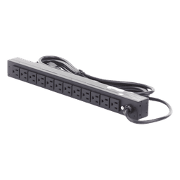 PDU Básico Rack / 12 Tomas NEMA 5-15R Traseras / 15 Amp / 120 Vca / 1UR / Cable 4.5 m (14.8 ft)