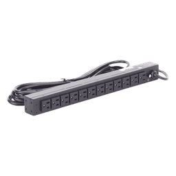 PDU Básico Rack / 12 Tomas NEMA 5-15R Traseras / 15 Amp / 120 Vca / 1UR / Cable 4.5 m (14.8 ft)