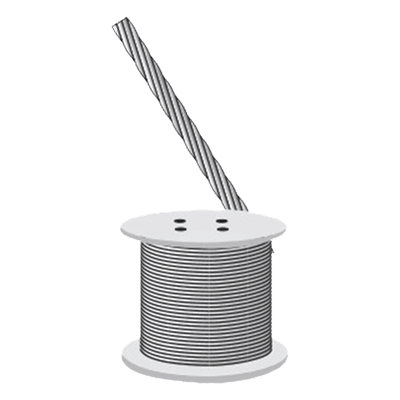 Cable de Retención de Acero / 7 Hilos Trenzados / 1/4" / Carga a Ruptura 2154 kg (4750 lb) / Galvanizado Clase A