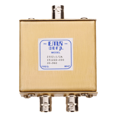 Divisor de Potencia de 2 Vías / 30-960 MHz / 0.5 W / BNC Hembra / 1.1 x 2.2 x 3.3 pulgadas