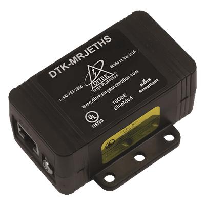 Protector de Sobretensión Ethernet / 10 GbE / RJ45 Blindado / 20 kA / Protección L-G y L-L / Auto-Reinicializable