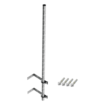 Mástil de Montaje en Pared / 3 m (9.8 ft) / Acero A-36 Galvanizado / 1-1/2" Ced. 30 / Soporte Antenas y Cámaras hasta 2'