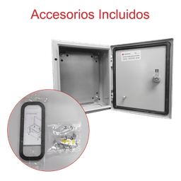 Gabinete de Acero IP66 / IK10 / 250 x 300 x 150 mm / Carga 30 kg / Placa Montaje 200 x 265 mm / Cerradura con Llave