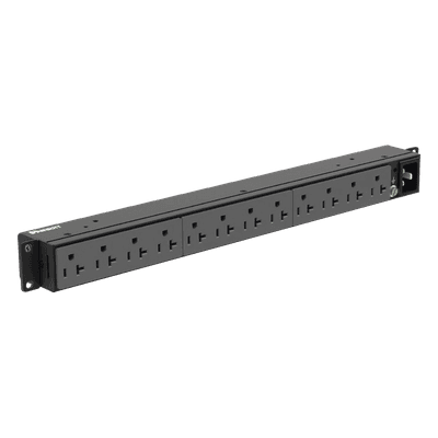 PDU Básico para Rack / 12 Contactos NEMA 5-20R / Entrada NEMA 5-20P / 20A / 120 Vca / Montaje Horizontal 1UR / 19 in