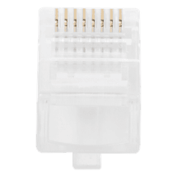 Bote de 100 Conectores RJ45 Cat5e / Sin Blindaje / Chapado Oro 30 Micras / 24 AWG / TIA-568B.2