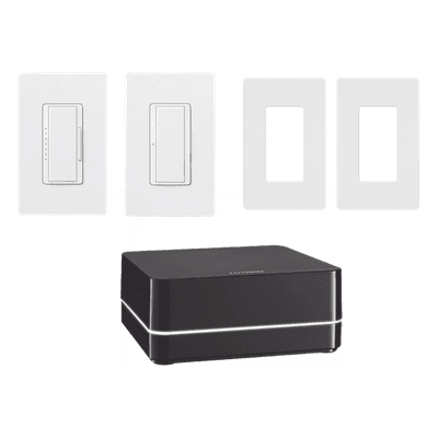 Kit de Control de Iluminación / Repetidor Principal / Atenuador 600 W / Interruptor 8 A / 2 Placas Claro / App y Asistentes de Voz