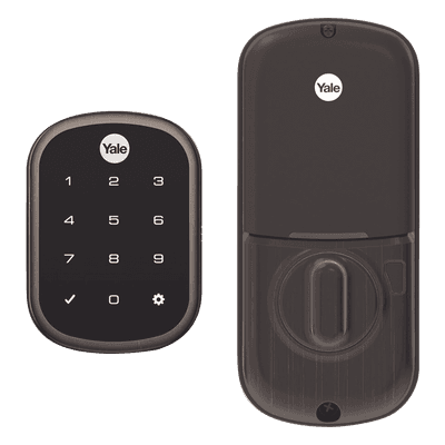Cerradura electrónica con teclado / Color bronce / Semiempotrada / Backset ajustable 60-70 mm / Puertas 35-57 mm (1.38-2.24 pulg) / 25 usuarios PIN / Grado ANSI/BHMA 2