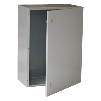 Gabinete de Acero IP66 / 400 x 600 x 250 mm / IK10 / Placa Trasera Metálica 2 mm / Cerradura con Llave / Tapa Inferior Atornillable