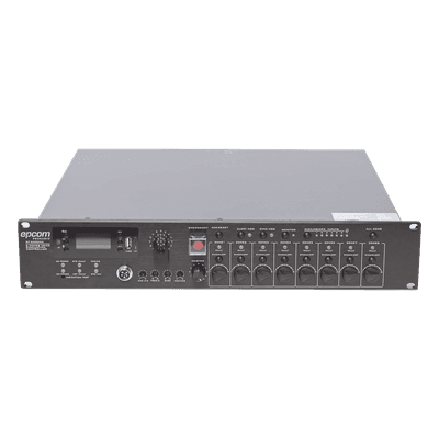 Controlador de Evacuación por Voz / Amplificador 500 W / 8 Zonas Independientes / Expansible a 128 Zonas / Salida 100 V / Reproductor MP3 / Radio FM