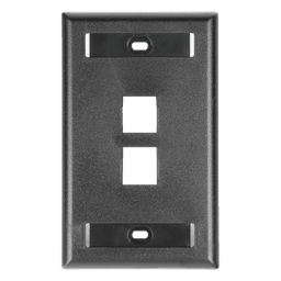 Placa de Pared Vertical / 2 Puertos Keystone / Diseño Plano / 69.8 x 114.3 mm (2.75 x 4.5 pulg.) / Etiquetas Integradas / Color Negro