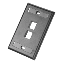 Placa de Pared Vertical / 2 Puertos Keystone / Diseño Plano / 69.8 x 114.3 mm (2.75 x 4.5 pulg.) / Etiquetas Integradas / Color Negro