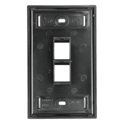 Placa de Pared Vertical / 2 Puertos Keystone / Diseño Plano / 69.8 x 114.3 mm (2.75 x 4.5 pulg.) / Etiquetas Integradas / Color Negro