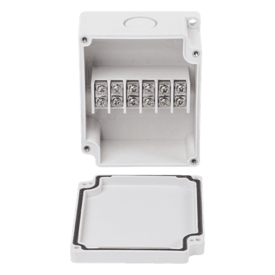 Caja de Interconexión / 6 Terminales / IP65 / 110 VCA / 12-24 VCC / 91 x 75 x 43 mm (3.58 x 2.95 x 1.69 in)
