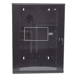 Gabinete de Montaje en Pared / 19in / 18 UR / 635mm (2.08ft) Profundidad / Ventana de Seguridad / 300 lb (136.1 kg) Carga / Acero Negro