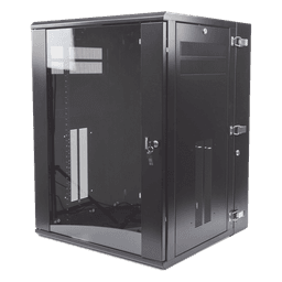 Gabinete de Montaje en Pared / 19in / 18 UR / 635mm (2.08ft) Profundidad / Ventana de Seguridad / 300 lb (136.1 kg) Carga / Acero Negro