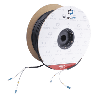 Carrete de Fibra Óptica Monomodo / LC-LC Dúplex / Kevlar / 200 m (656.17 pies) / HDPE Subterráneo
