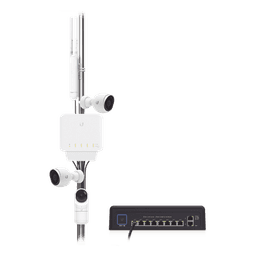 Switch PoE semi-exterior / 5 puertos Gigabit / 1 entrada 802.3bt + 4 salidas 802.3af / IP55 / 46W / Montaje pared o poste
