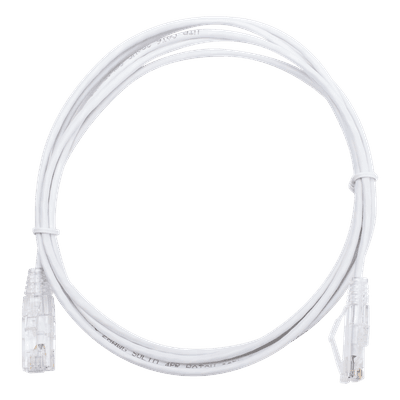Cable de Parcheo Slim UTP / Cat6 / 2 m (6.56 ft) / 28 AWG / Blanco / 10 Gbps