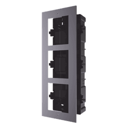 Marco de Instalación Empotrado / 3 Espacios para Módulos de Videoportero / Tapa de Aluminio / Rango Térmico -40°C a +60°C / IP Resistente a Humedad 10%-95%
