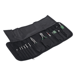 Kit de Herramientas Portátil / 25 Piezas / Estuche Tipo Cartera / Desarmadores de Precisión 1.4-3.0 mm / Dados 5-10 mm / Pinzas 5 Pulgadas