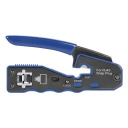 Pinza de Red / Corte y Terminado RJ45 Pass-Through / Cuchilla Intercambiable / Acero al Carbón / Mango Ergonómico ABS + TPR