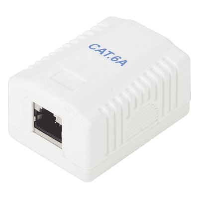 Caja de Pared / 1 Puerto / Cat6A Blindado / T568A/B / 125 VAC / 1.5 A / 750 Ciclos / 0.131 ft x 0.131 ft