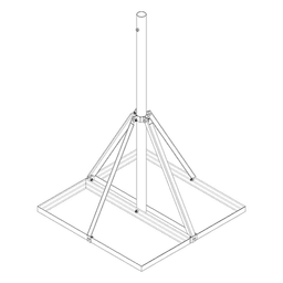 Base No Penetrante para Techo / Mástil 1.5 m (4.9 ft) / Armazón 0.9 x 0.9 m (3 x 3 ft) / Acero Galvanizado en Caliente / Instalación sin Perforación