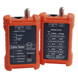 Tester de Cables / LAN 8 Hilos / Coaxial / Mapeo de Pines / 300 m / 900 pies / RJ45 / RJ11