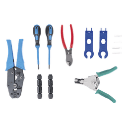 Kit de Herramientas para Instalación Solar / 13 Piezas / Conectores MC4 / Pelacable 2.5-6 mm² / Estuche Organizador