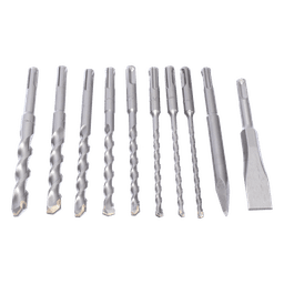 Juego de Brocas y Cincéles SDS PLUS / 10 Piezas / 3/16'' a 9/16'' / 6-1/4'' (158 mm) Largo Estándar