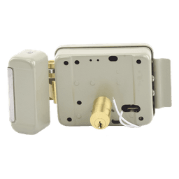 Cerradura Eléctrica / 12 VCA 2.5 A / Doble Cerrojo / Activación por Pulso 2 s / Exterior / Derecha / 129 x 103 x 38 mm