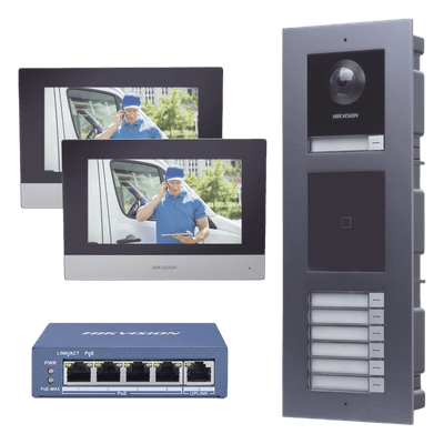 Kit Videoportero IP / 2 Megapixel / 7 Departamentos / 2 Puertas / IP65 / PoE / Empotrado