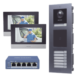 Kit Videoportero IP / 2 Megapixel / 7 Departamentos / 2 Puertas / IP65 / PoE / Empotrado