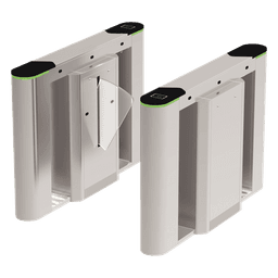 Puerta de cortesía tipo FLAP bidireccional / 30 personas por minuto / Apertura en 1 segundo / Acero inoxidable / Indicadores LED / Alarma por acceso denegado