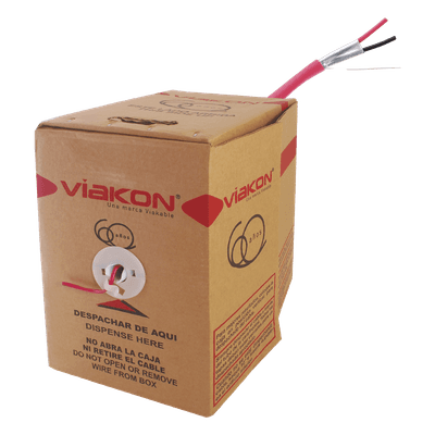 Bobina de Cable para Alarma de Incendio / 2 x 18 AWG / 305 m (1000 ft) / Blindado / FPLR / Rojo