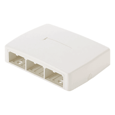Caja de Montaje en Superficie / 6 Puertos Mini-Com / 129x30.5x94 mm / 0.42x0.10x0.31 pies / ABS / Blanco