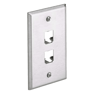 Placa de Pared Vertical / Acero Inoxidable Grado 304 / 2 Puertos Mini-Com / 2.75 x 4.5 pulgadas