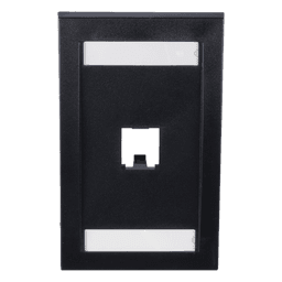 Placa de Pared Vertical / 1 Puerto Mini-Com / Espacio para Etiquetas / ABS Negro